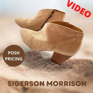 SIGERSON MORRISON Upscale Short Wood Heel  Beige Suede Belle Booties Size 11